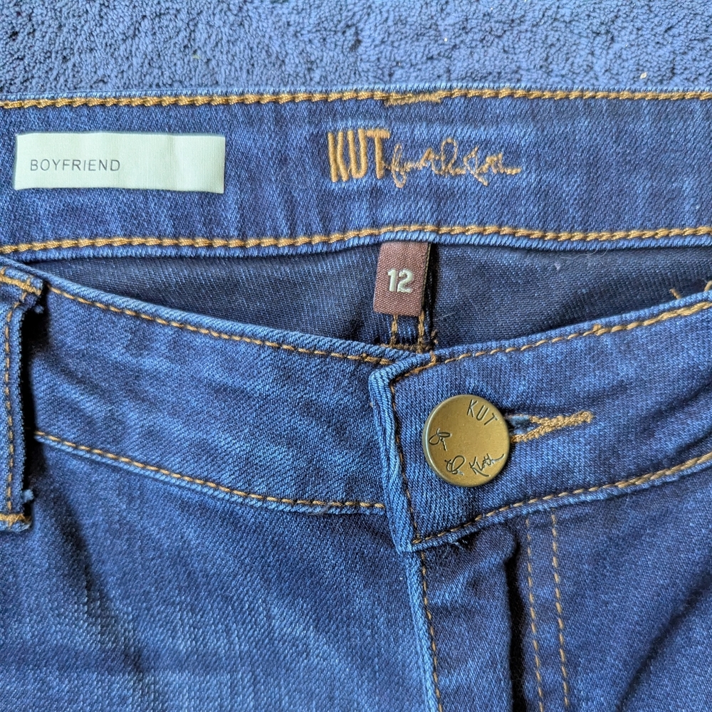 Kut from the KWomen's Sz12 Boyfriend Jeans EUC in Dark Wash Blue Classic Boho